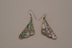 Vintage Alpaca Mexico abalone fan-shaped dangle earrings