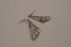 Vintage Alpaca Mexico abalone fan-shaped dangle earrings