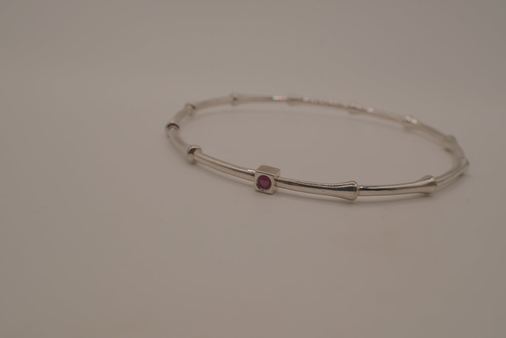 Elle Sterling Silver Bamboo Bangle