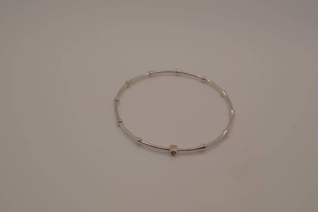 Elle Sterling Silver Bamboo Bangle