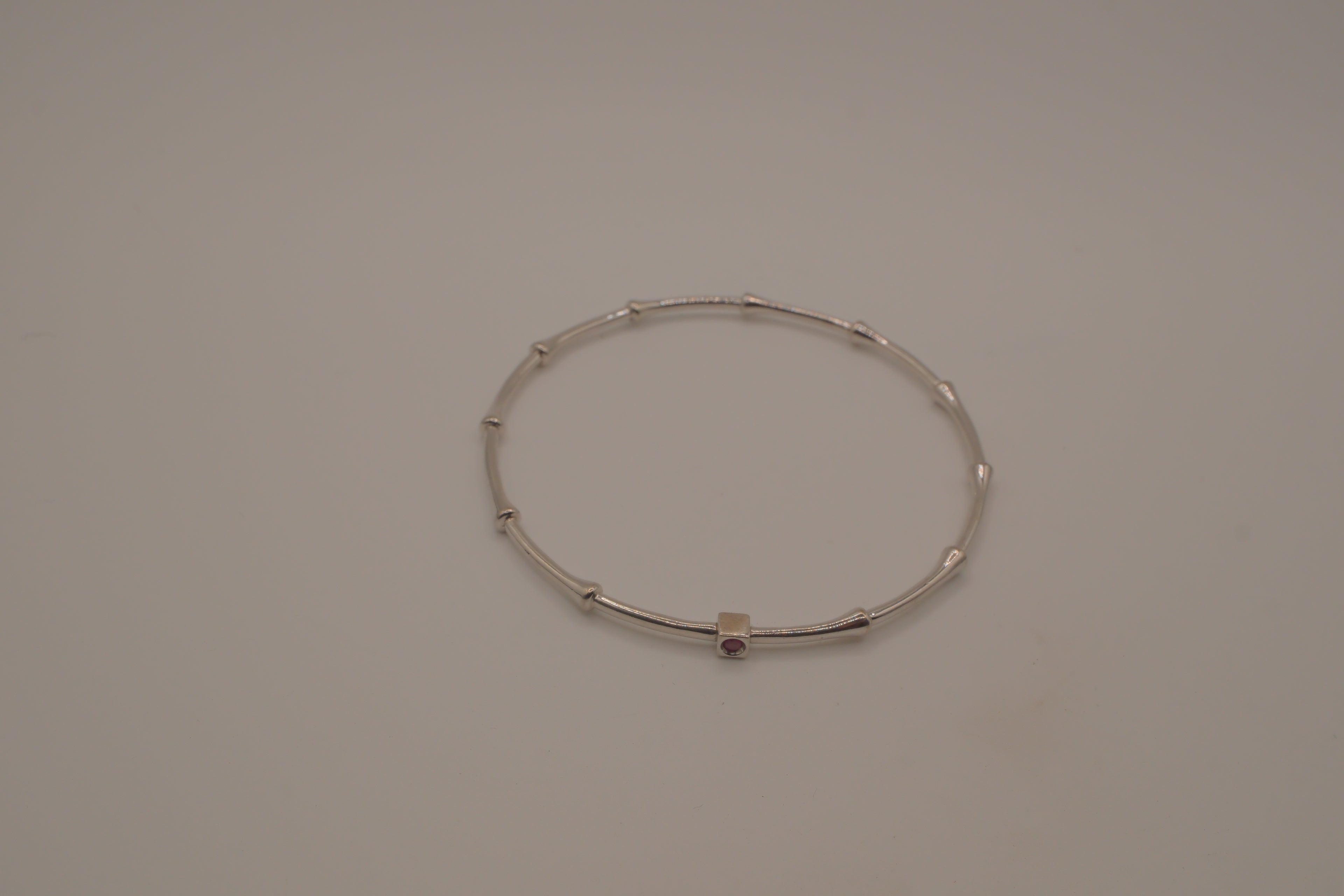 Elle Sterling Silver Bamboo Bangle