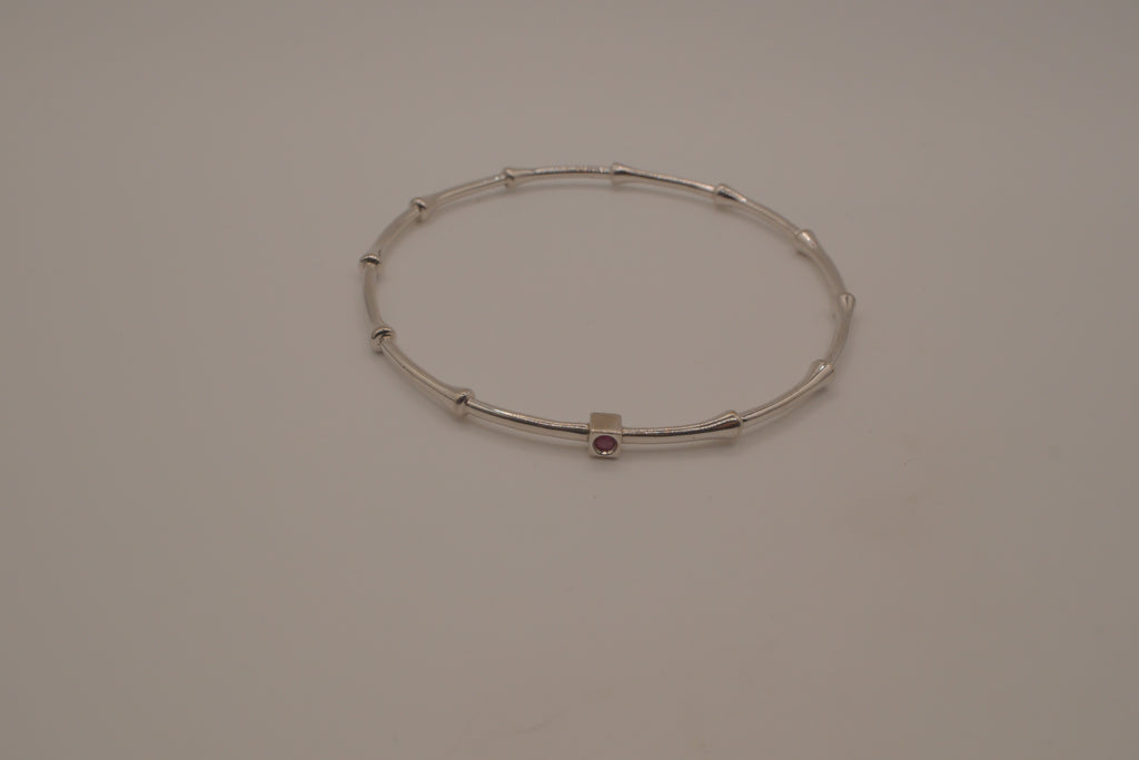 Elle Sterling Silver Bamboo Bangle
