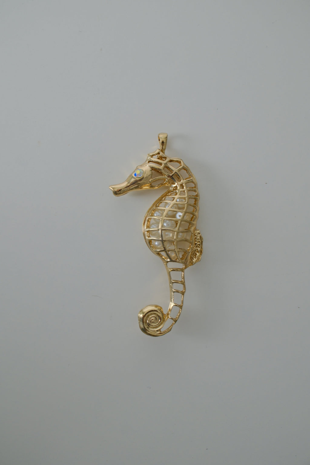 Vintage Gold Seahorse Pearl Pendant