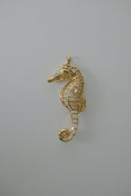 Vintage Gold Seahorse Pearl Pendant