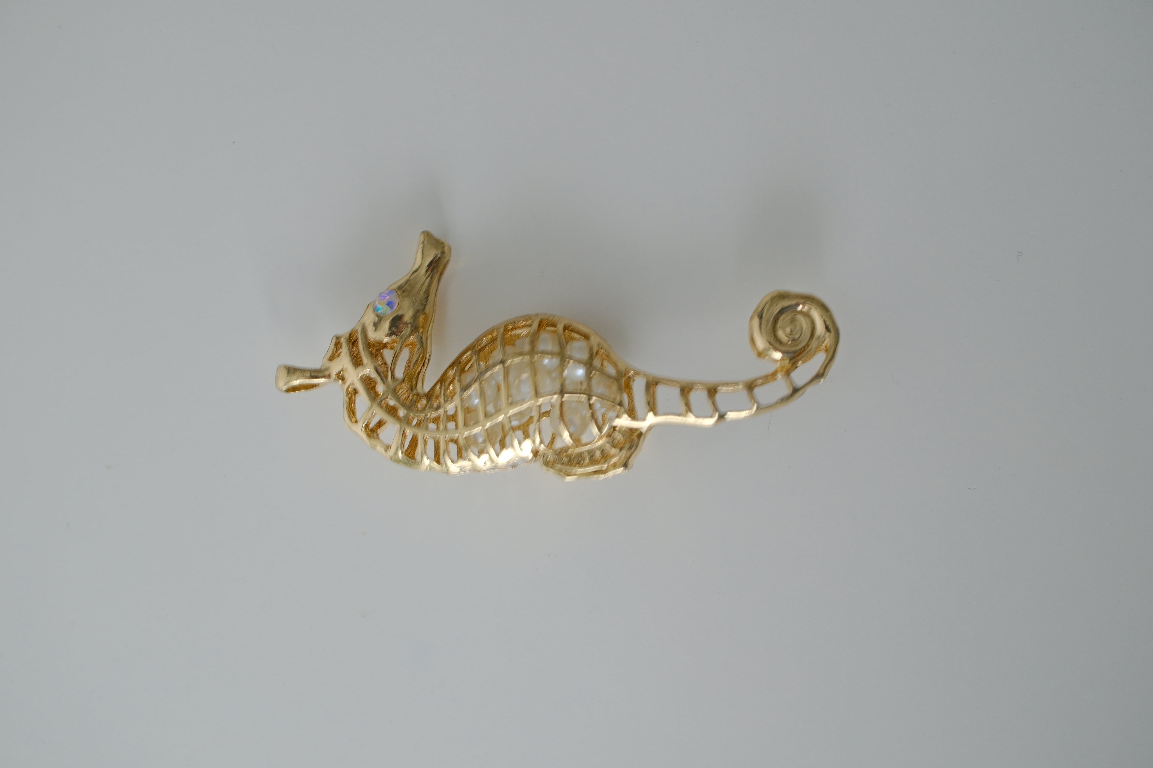 Vintage Gold Seahorse Pearl Pendant