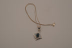 Oval Black Onyx Sterling Silver Diamond Pendant necklace