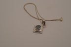 Oval Black Onyx Sterling Silver Diamond Pendant necklace
