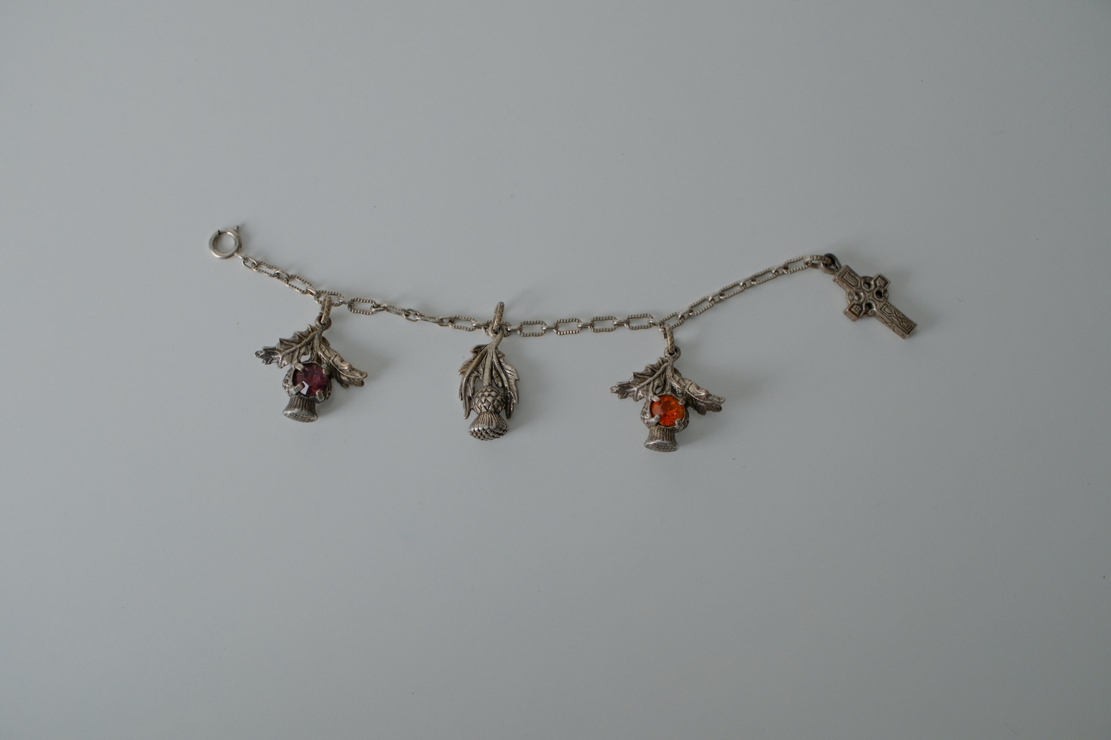 Vintage Scottish 1950s Pewter Charm Bracelet&nbsp;