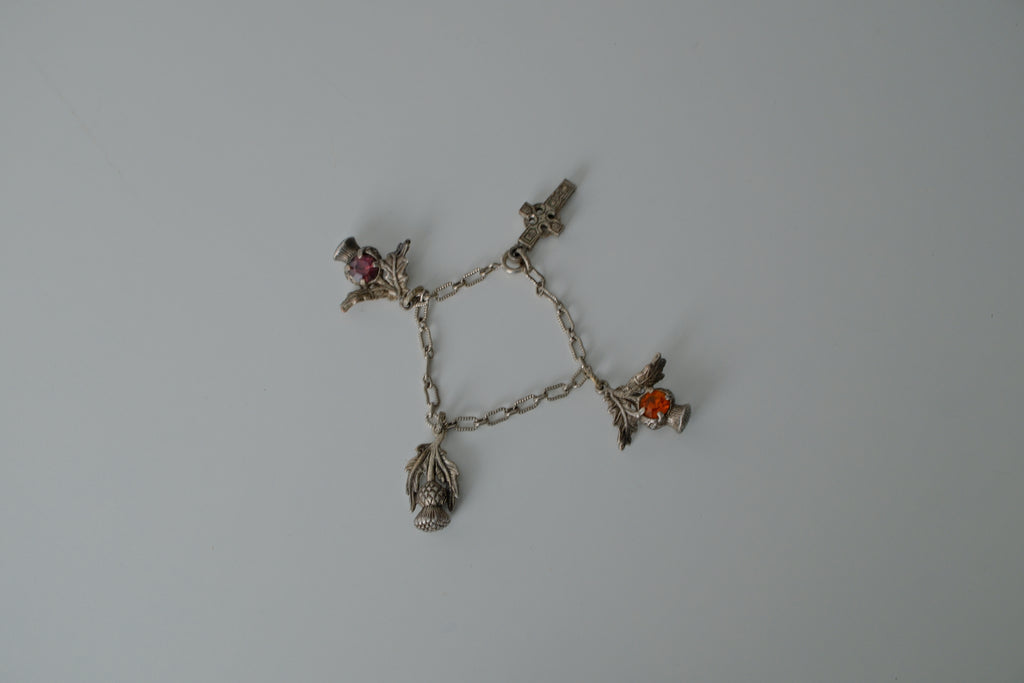 Vintage Scottish 1950s Pewter Charm Bracelet&nbsp;