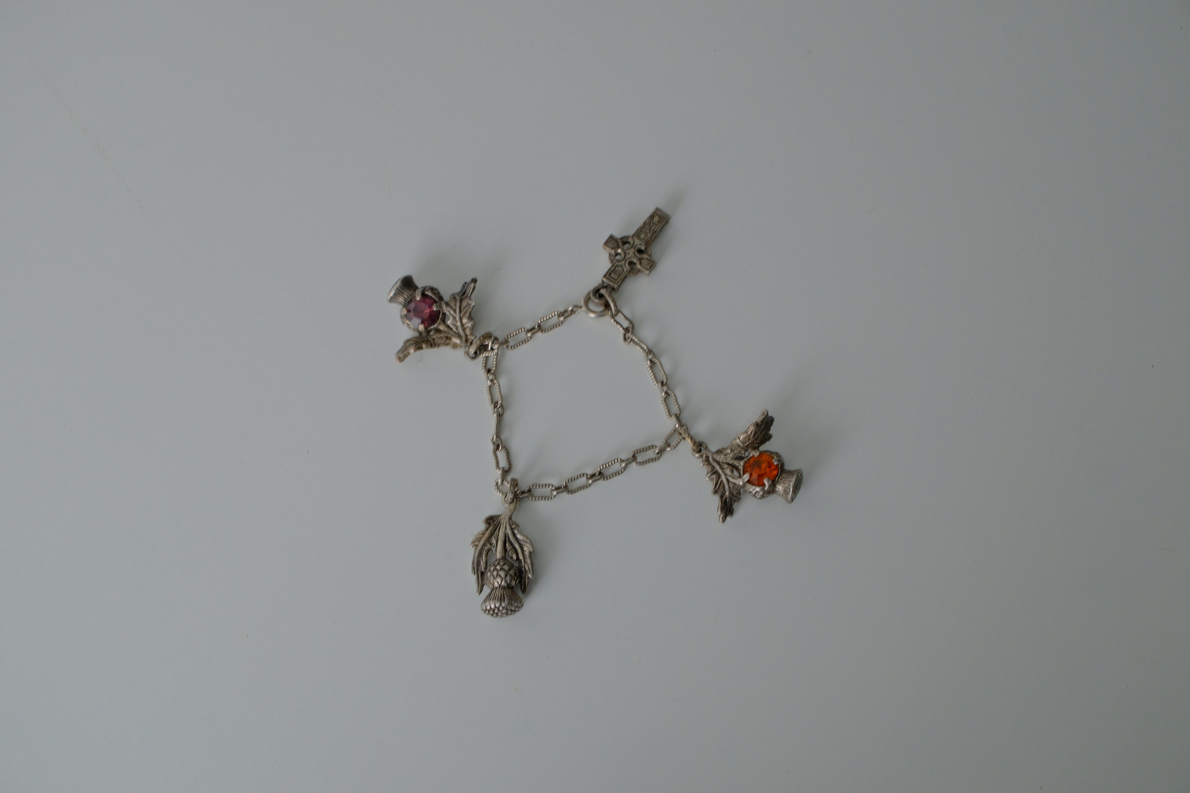 Vintage Scottish 1950s Pewter Charm Bracelet&nbsp;