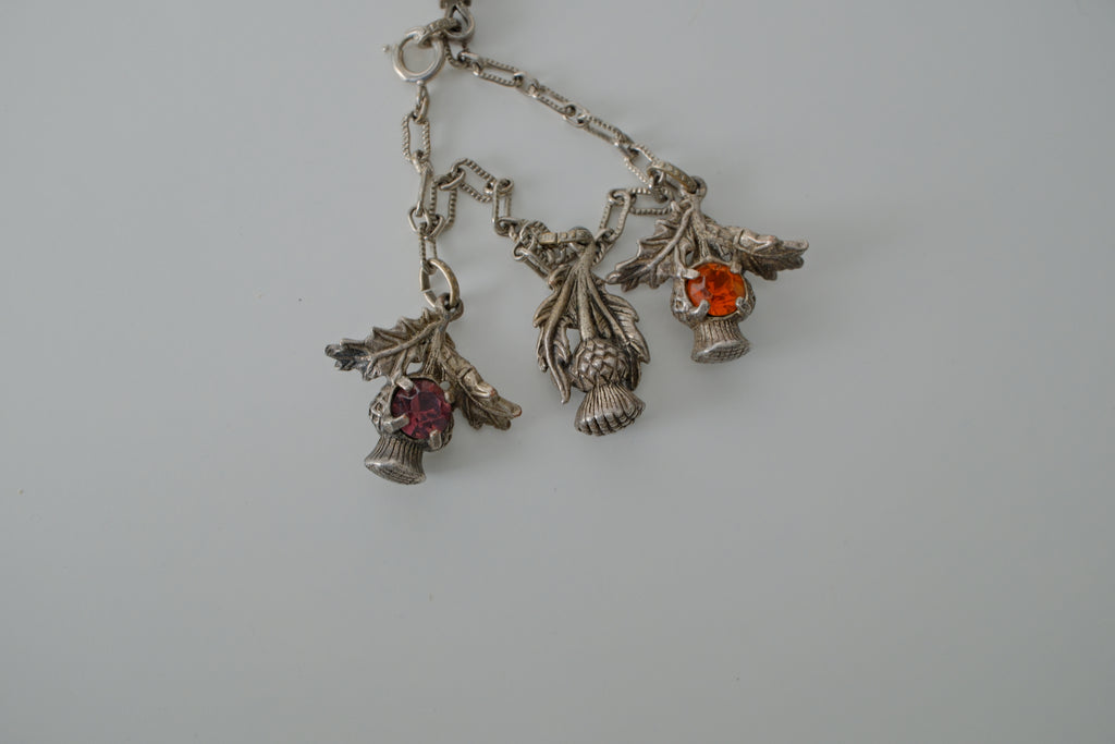 Vintage Scottish 1950s Pewter Charm Bracelet&nbsp;