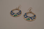 Vintage Mexican sterling silver dangle hoop earring