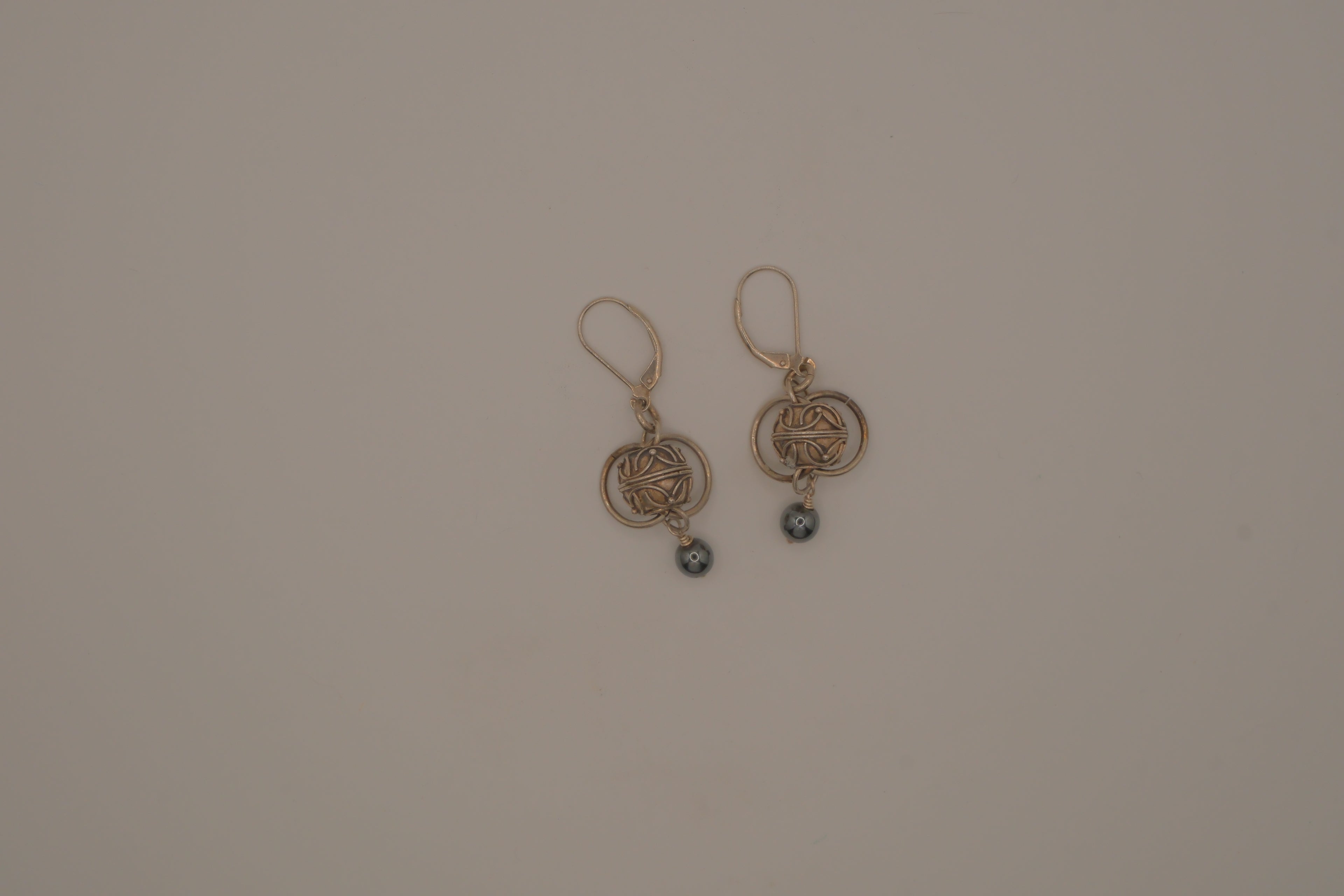 Sterling silver Celtic openwork bead dangle earrings