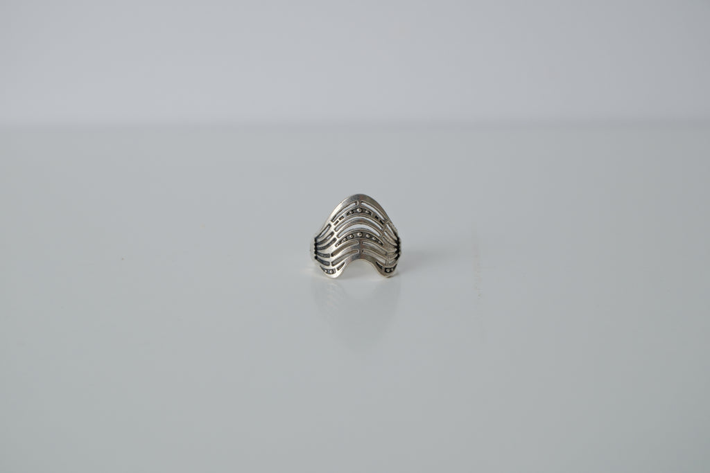 Silver Tone Wave Ring