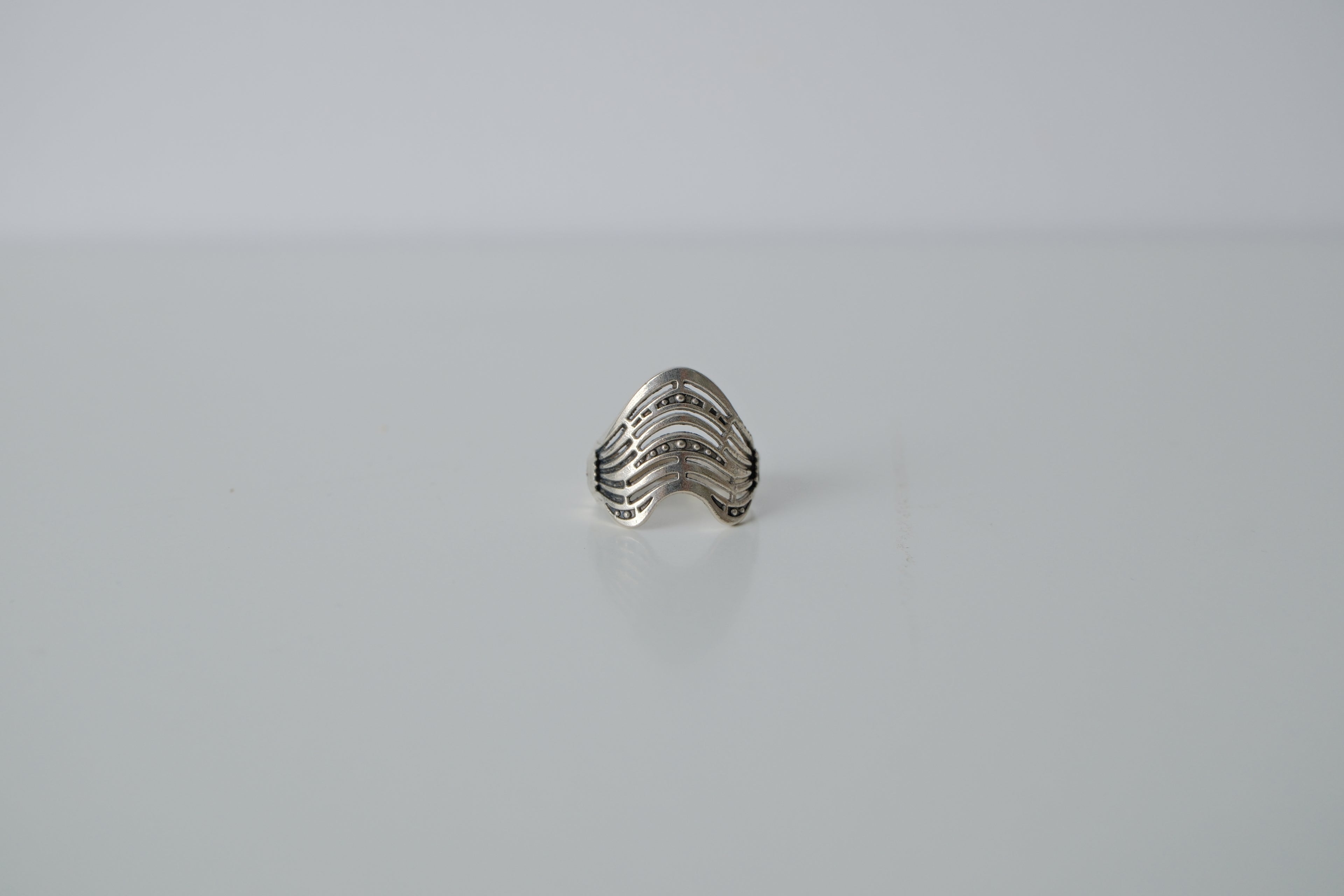 Silver Tone Wave Ring