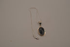Vintage sterling silver black onyx pendant necklace
