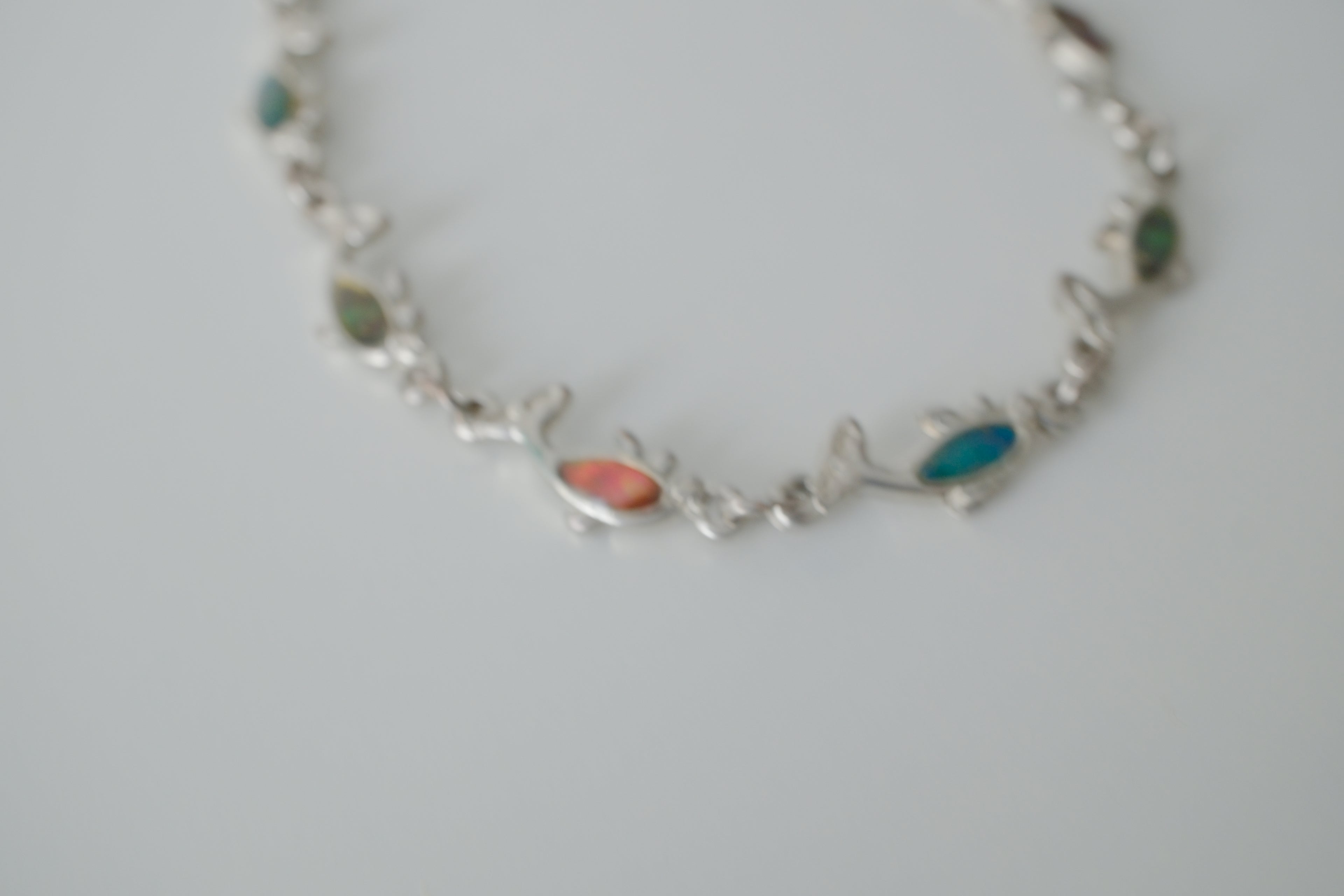 Vintage Silver Abalone Inlay Fish Bracelet