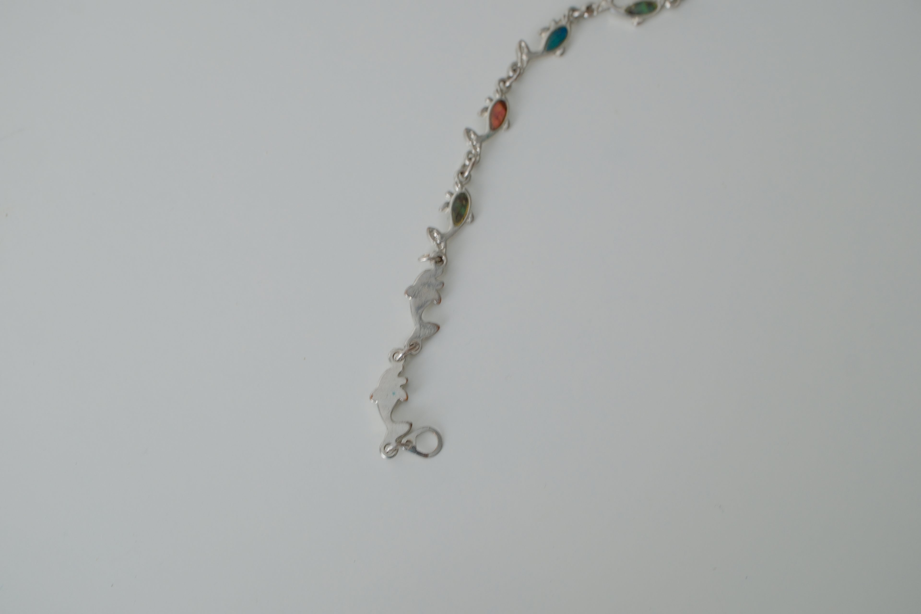 Vintage Silver Abalone Inlay Fish Bracelet