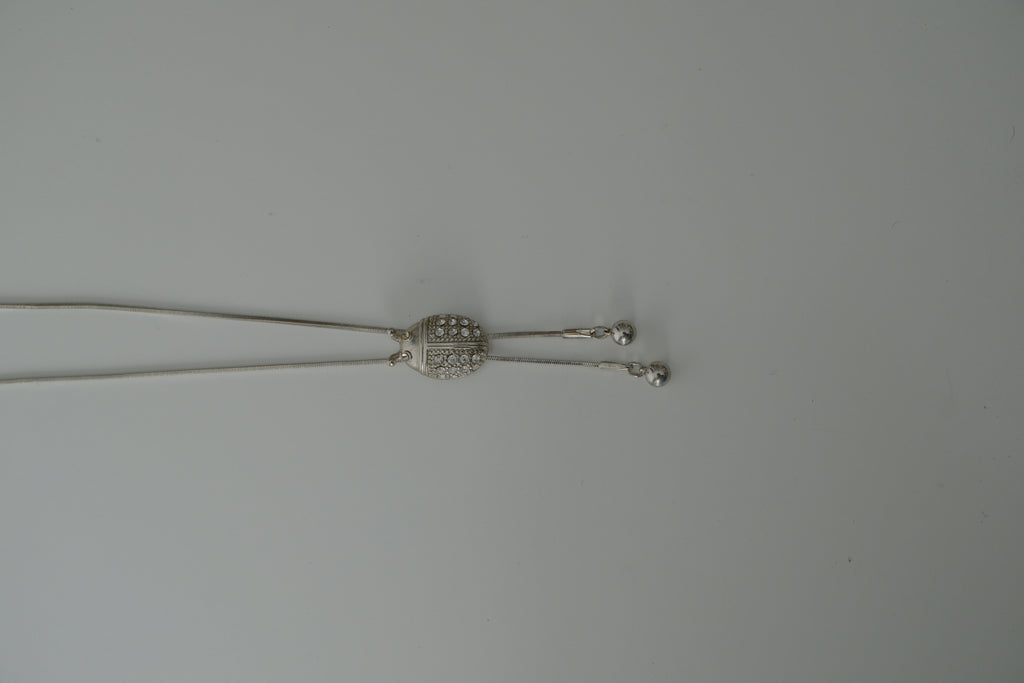Vintage Silver Ladybug Bolo Tie Necklace