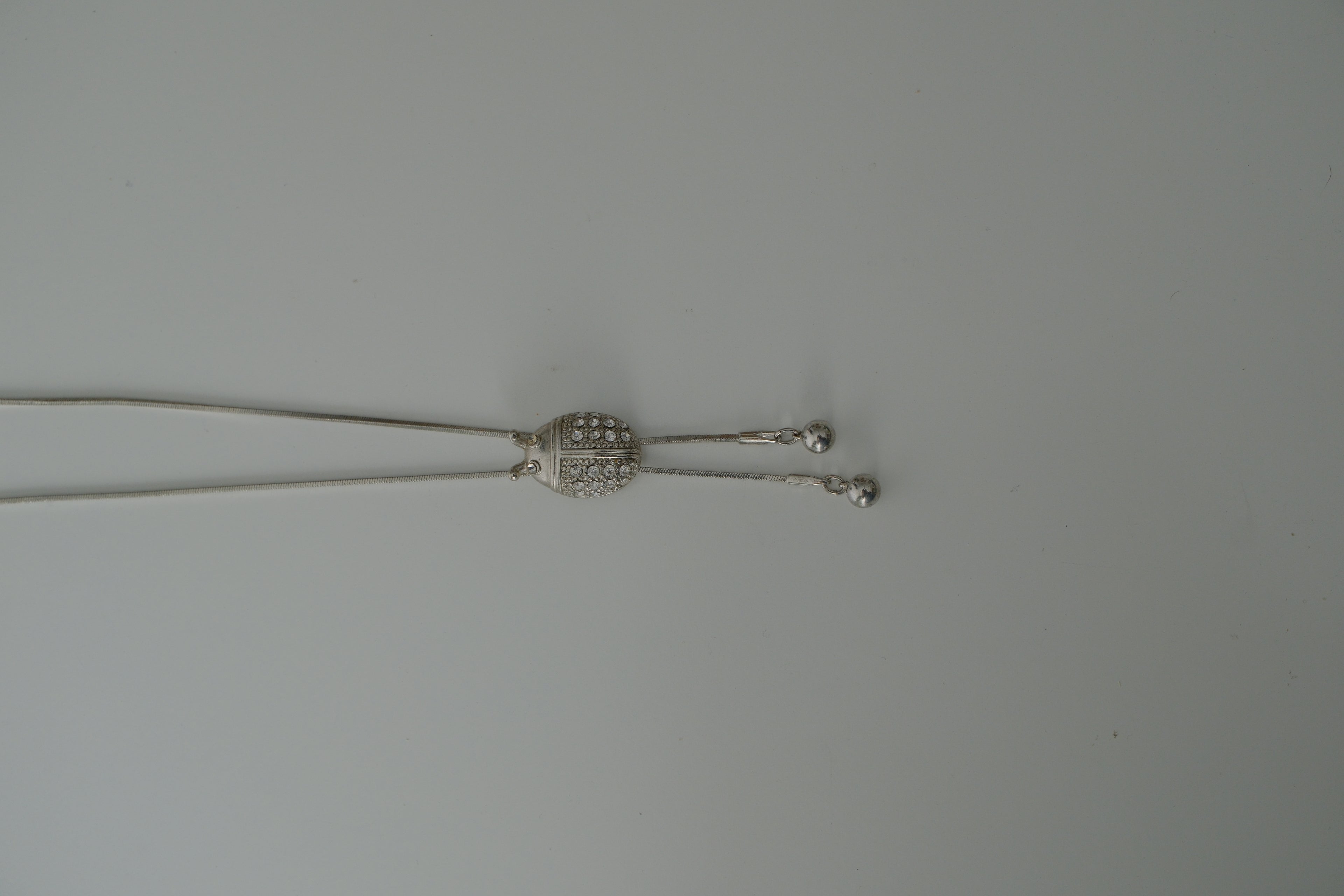 Vintage Silver Ladybug Bolo Tie Necklace