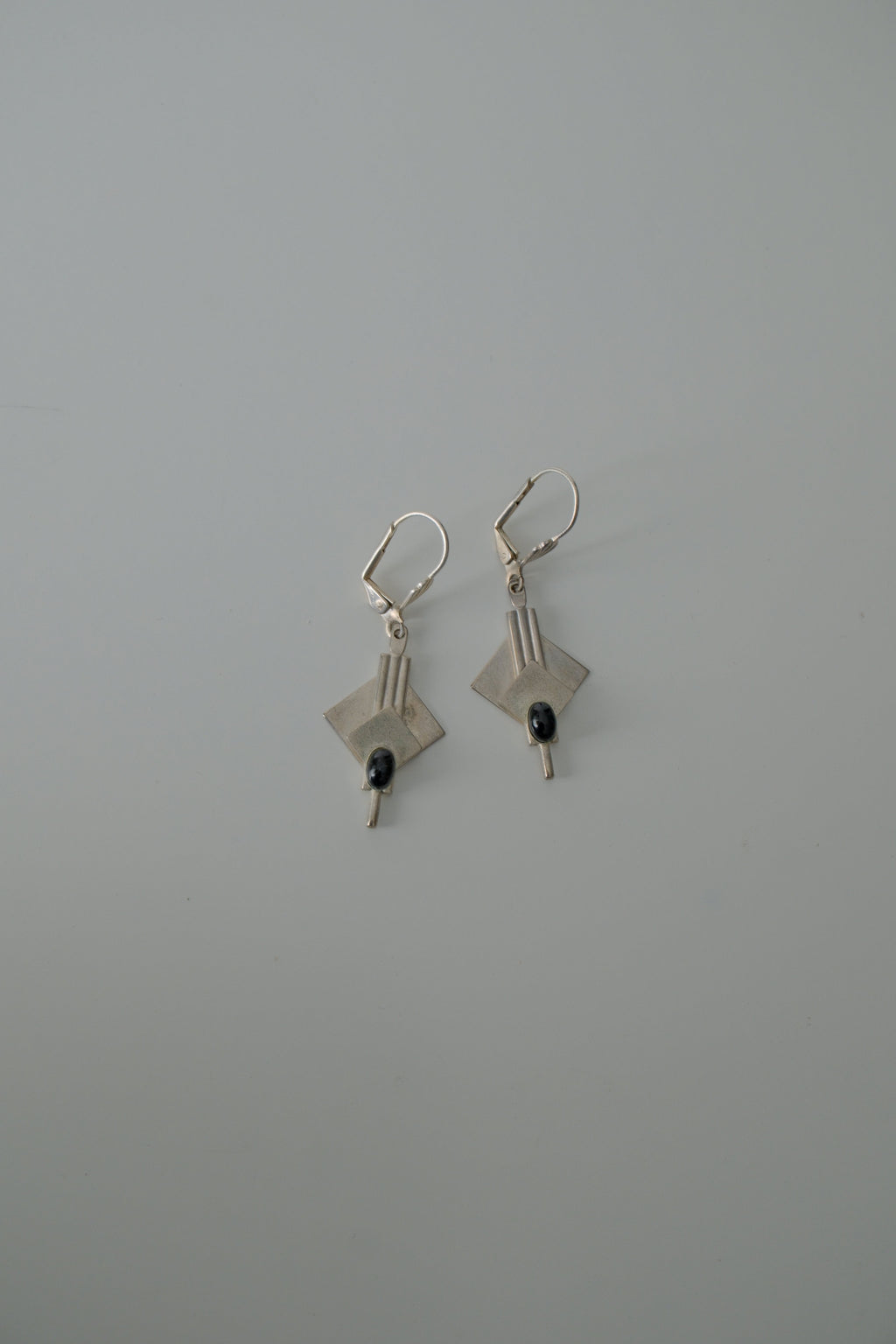 Vintage Silver Tone Geometric Earrings