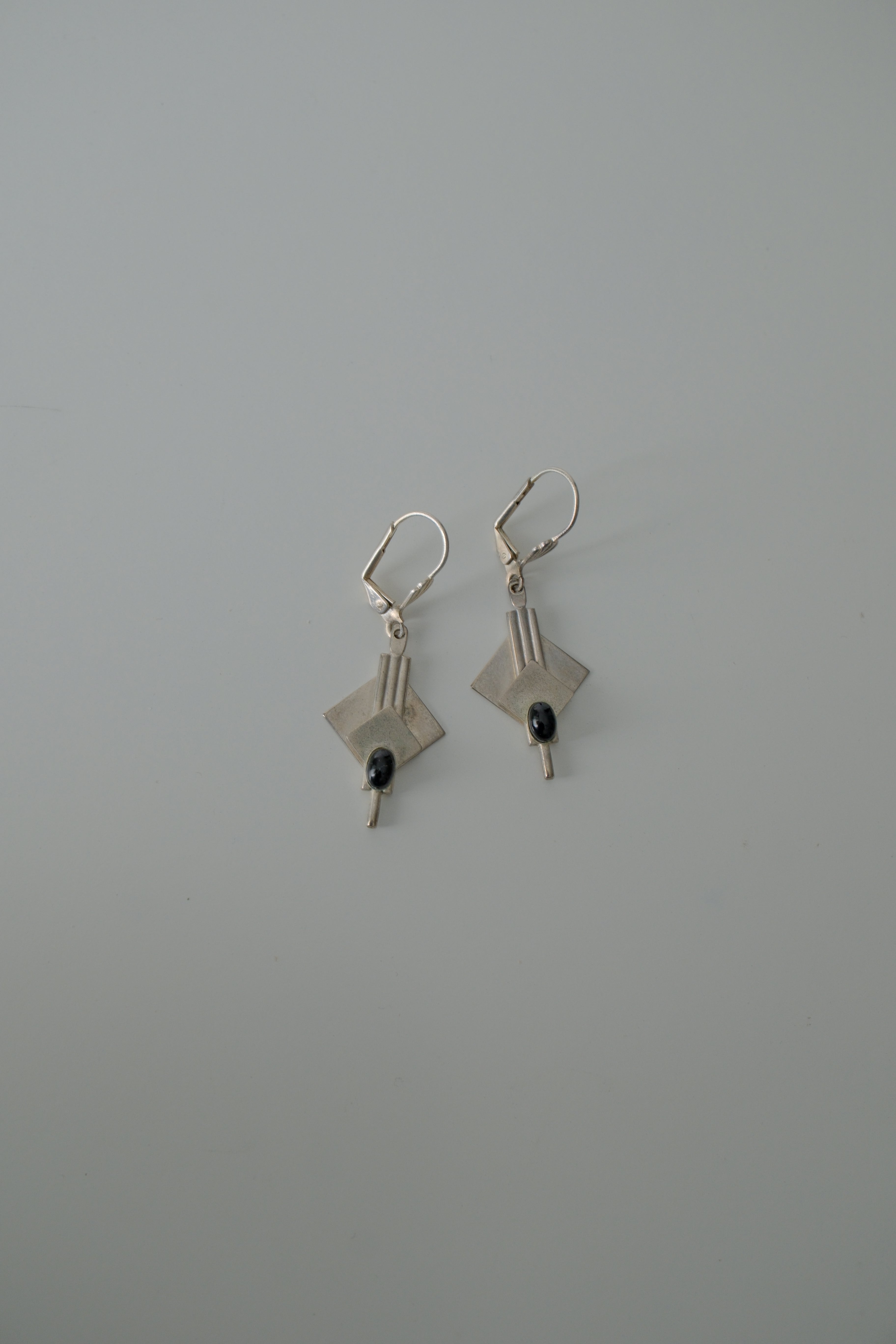 Vintage Silver Tone Geometric Earrings