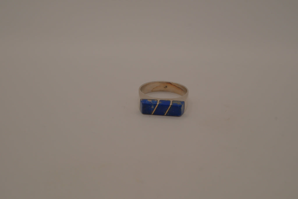 Sterling silver lapis lazuli geometric ring
