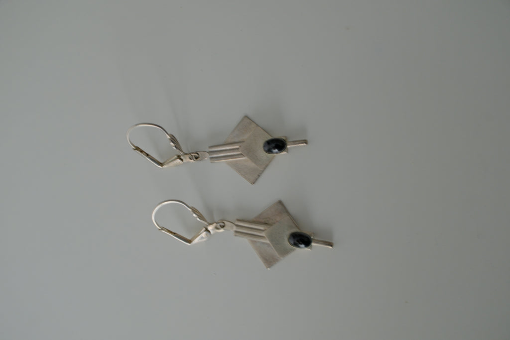 Vintage Silver Tone Geometric Earrings