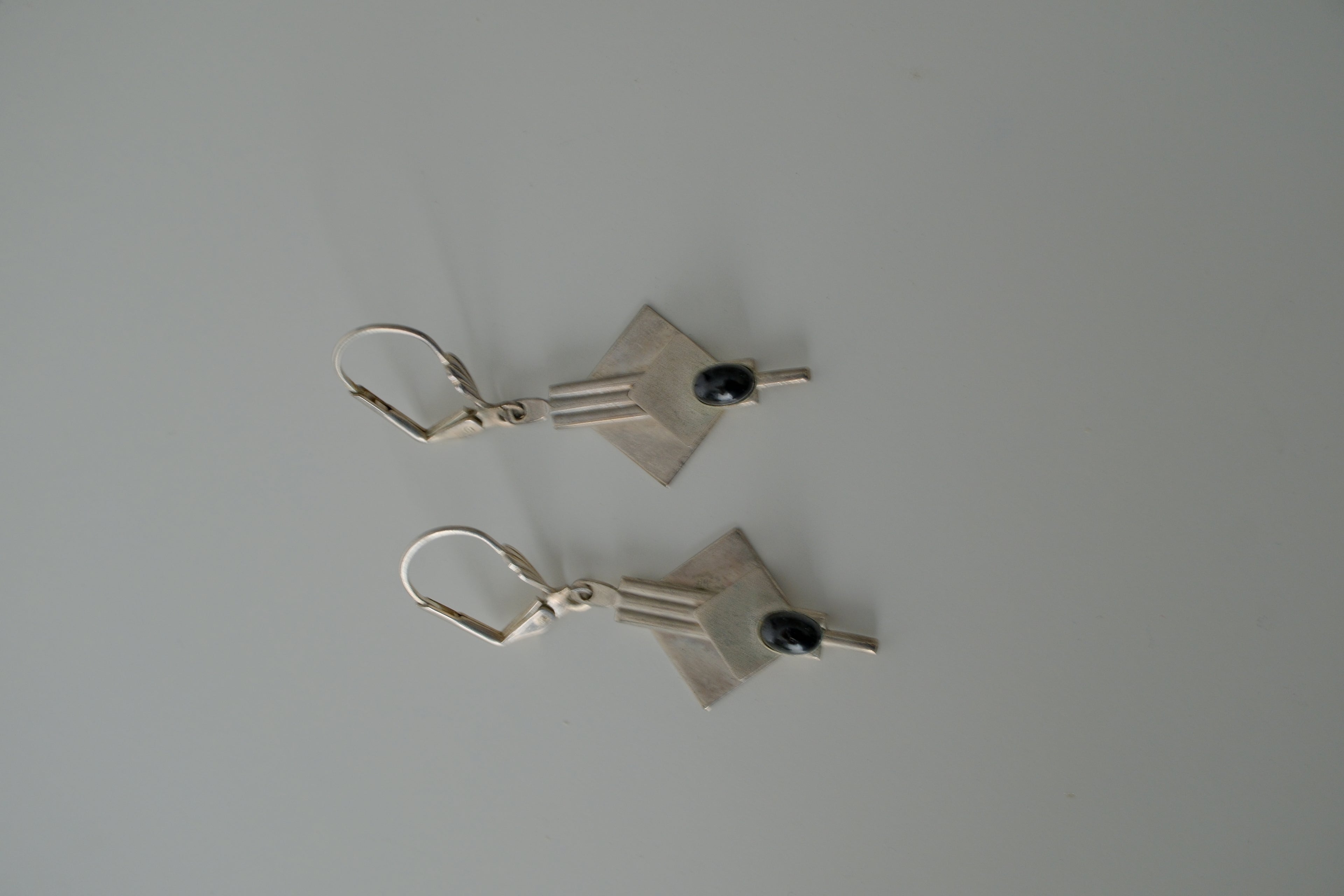 Vintage Silver Tone Geometric Earrings