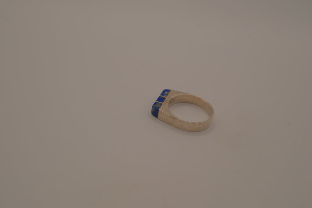 Sterling silver lapis lazuli geometric ring