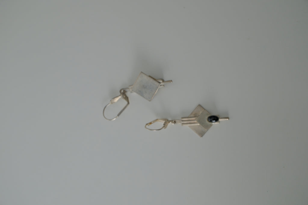 Vintage Silver Tone Geometric Earrings