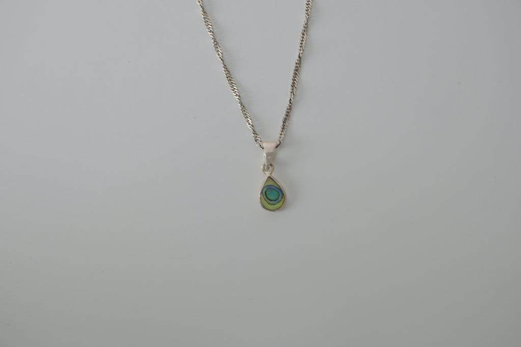 Sterling Silver Abalone Teardrop Necklace