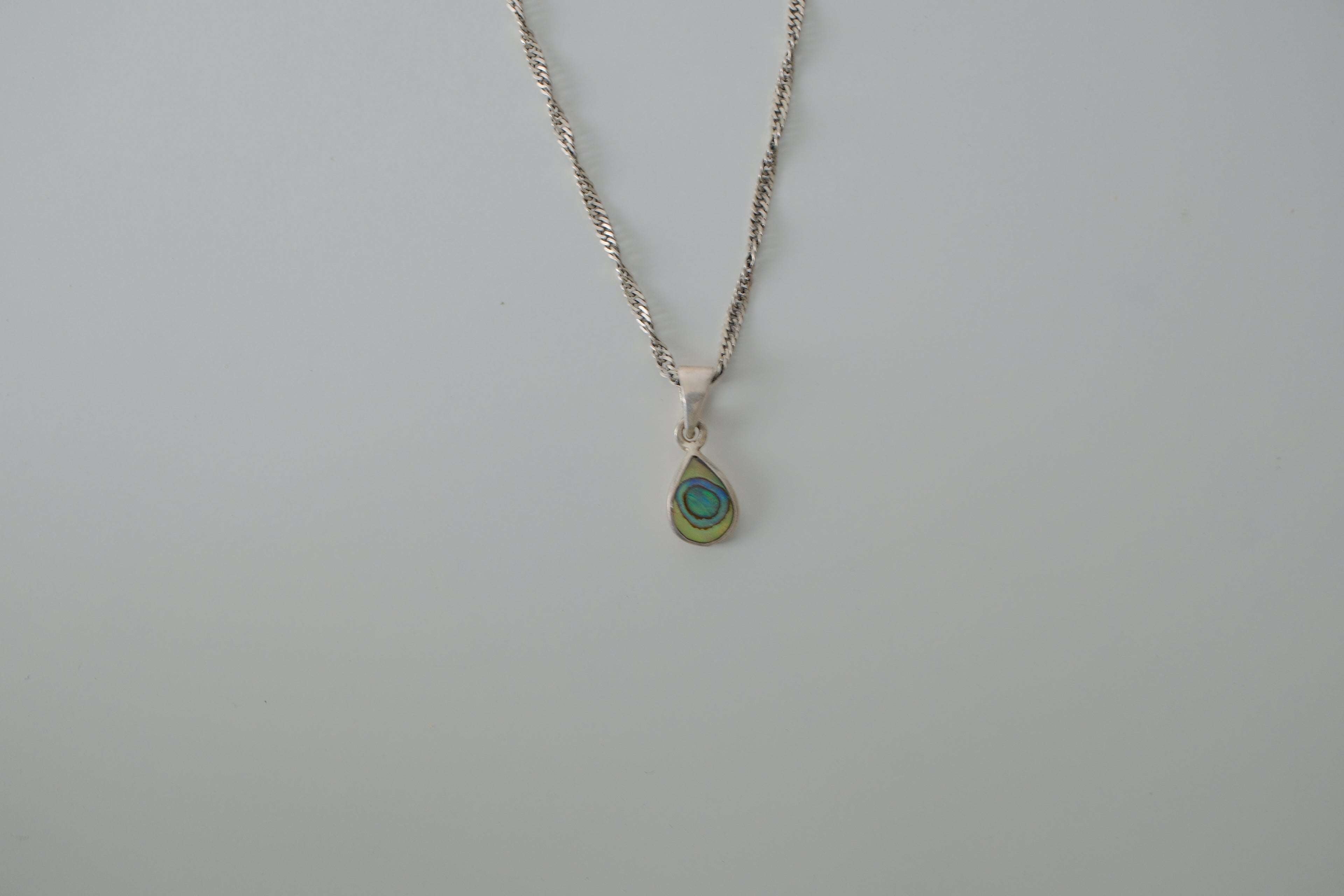 Sterling Silver Abalone Teardrop Necklace