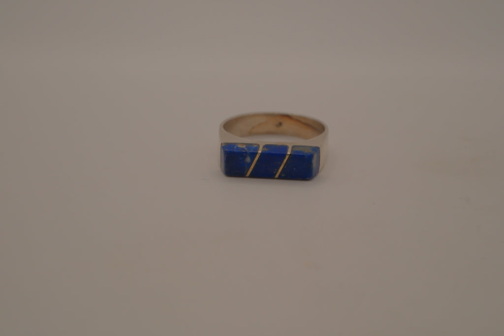 Sterling silver lapis lazuli geometric ring