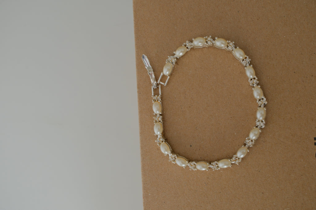 Avon Silver Pearl Tennis Bracelet