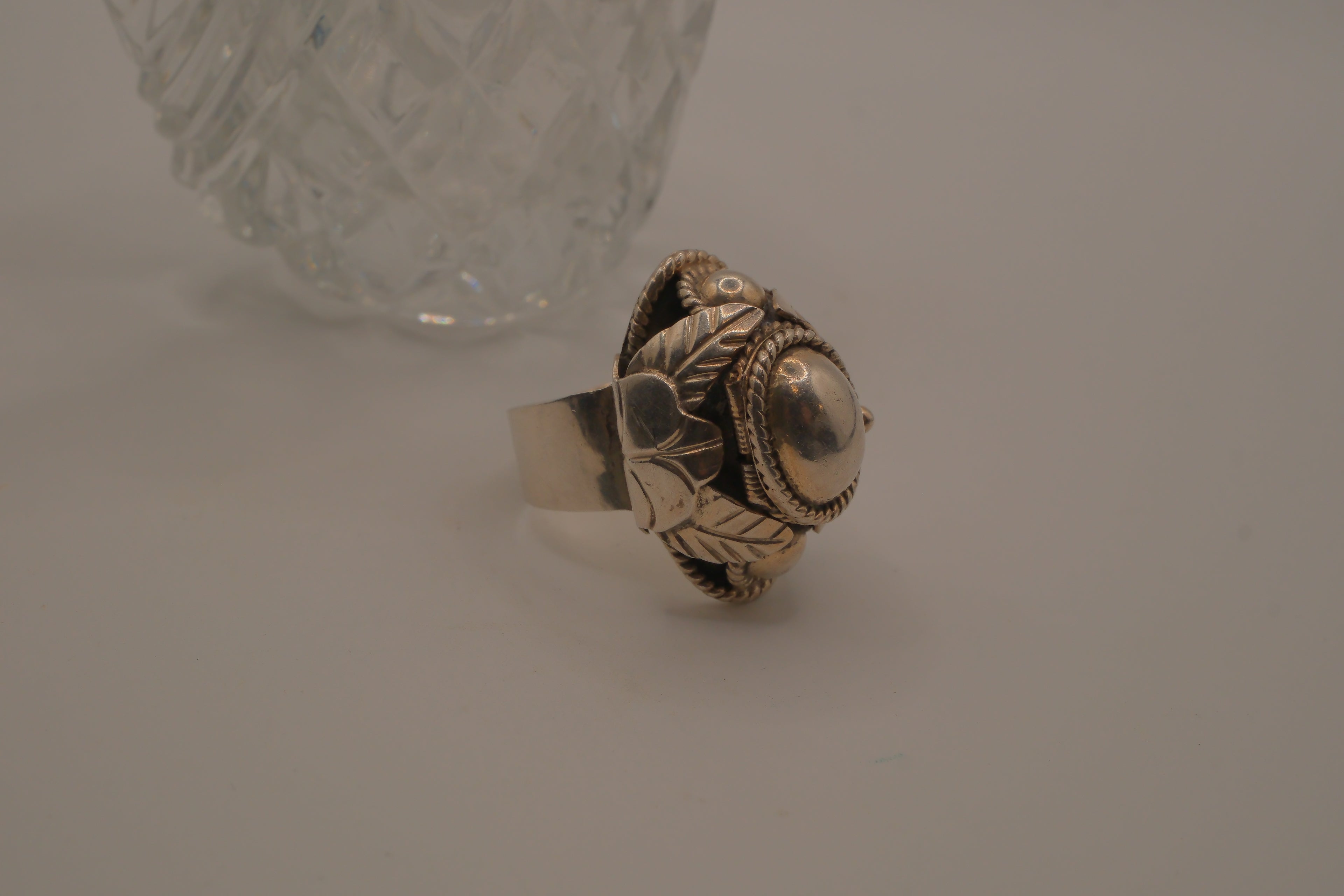 Vintage Mexico sterling silver poison ring