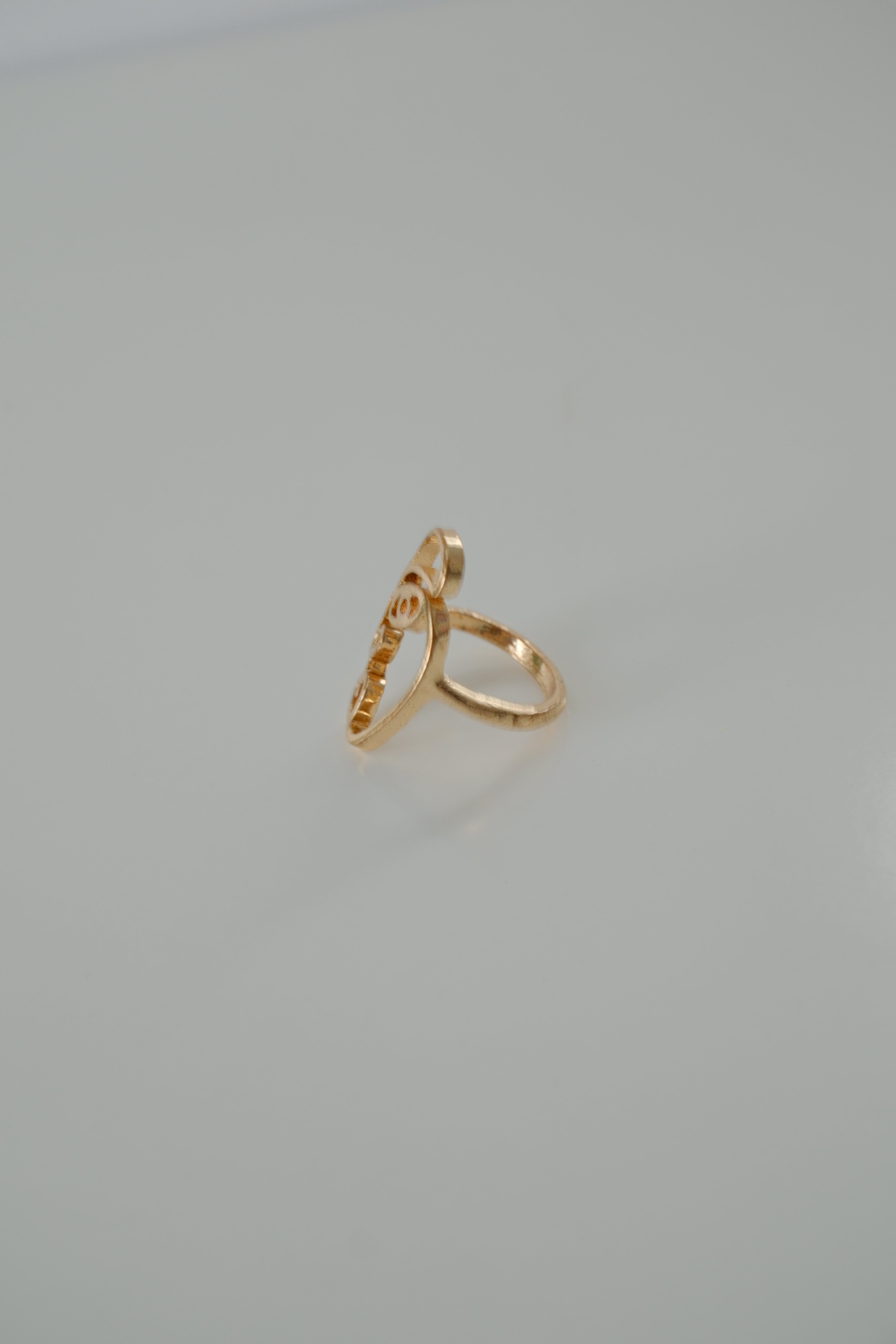 Gold Tone Face Ring