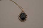 Vintage Mexican sterling silver black onyx pendant necklace