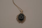 Vintage Mexican sterling silver black onyx pendant necklace