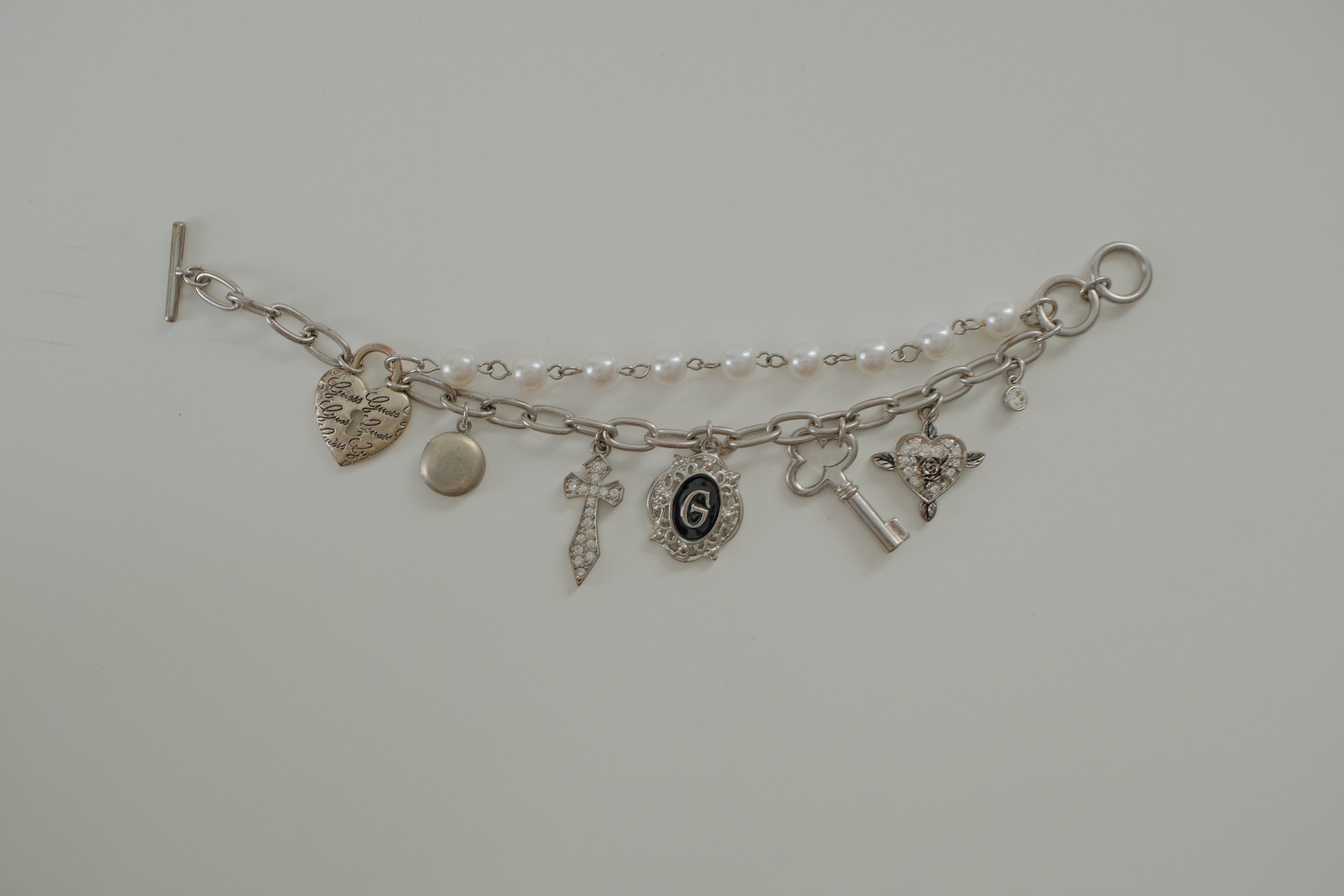 Vintage Guess Pearl Charm Bracelet