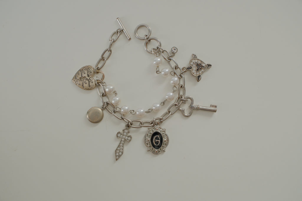 Vintage Guess Pearl Charm Bracelet