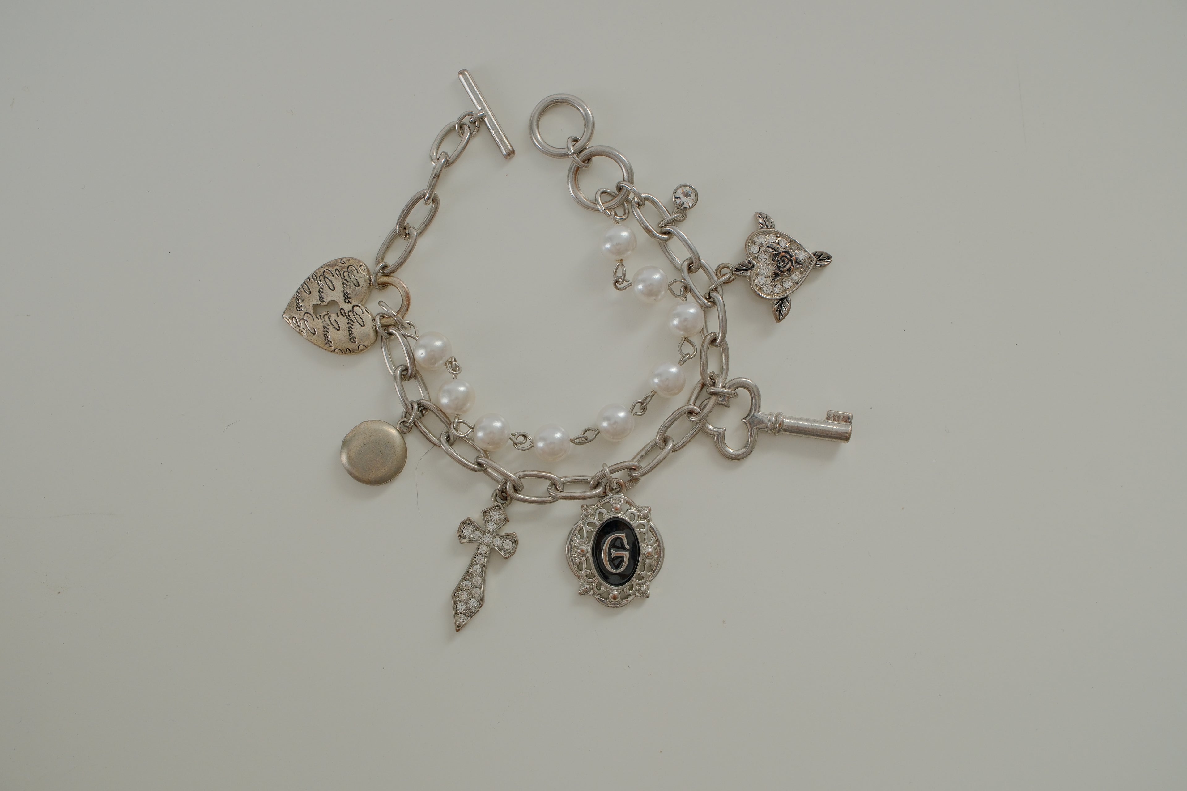 Vintage Guess Pearl Charm Bracelet