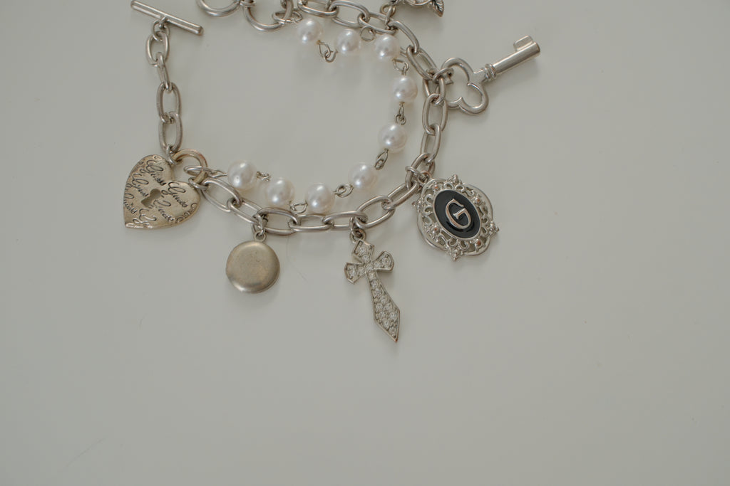 Vintage Guess Pearl Charm Bracelet