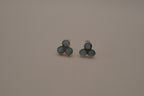 Vintage sterling silver triple-cluster Larimar stud earrings