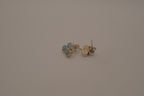 Vintage sterling silver triple-cluster Larimar stud earrings