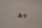 Vintage sterling silver triple-cluster Larimar stud earrings
