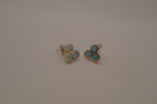 Vintage sterling silver triple-cluster Larimar stud earrings