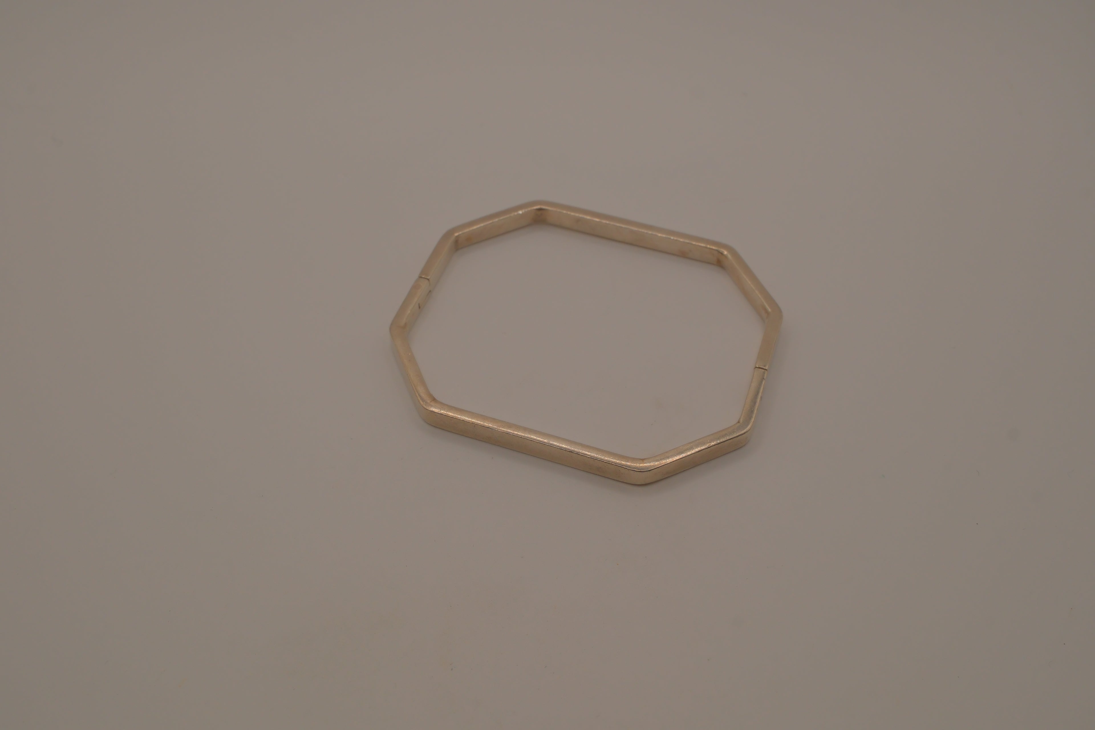 Vintage Mexico sterling silver octagonal geometric bangle bracelet