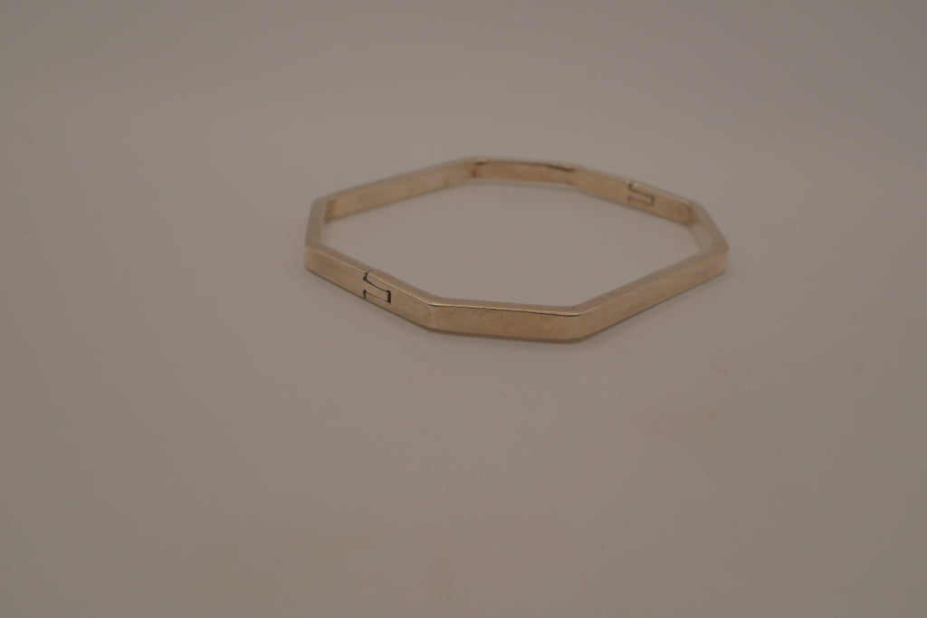 Vintage Mexico sterling silver octagonal geometric bangle bracelet