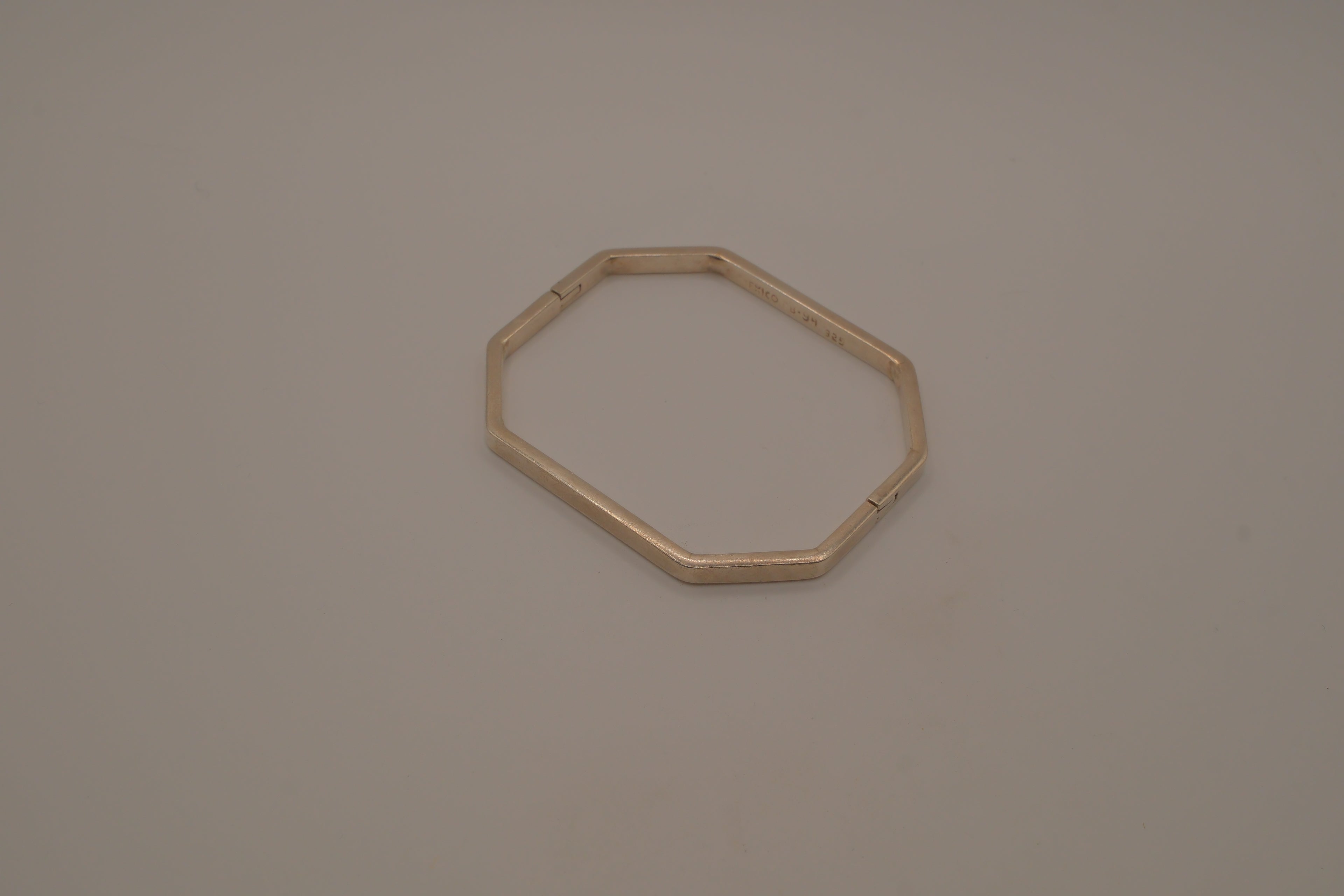 Vintage Mexico sterling silver octagonal geometric bangle bracelet